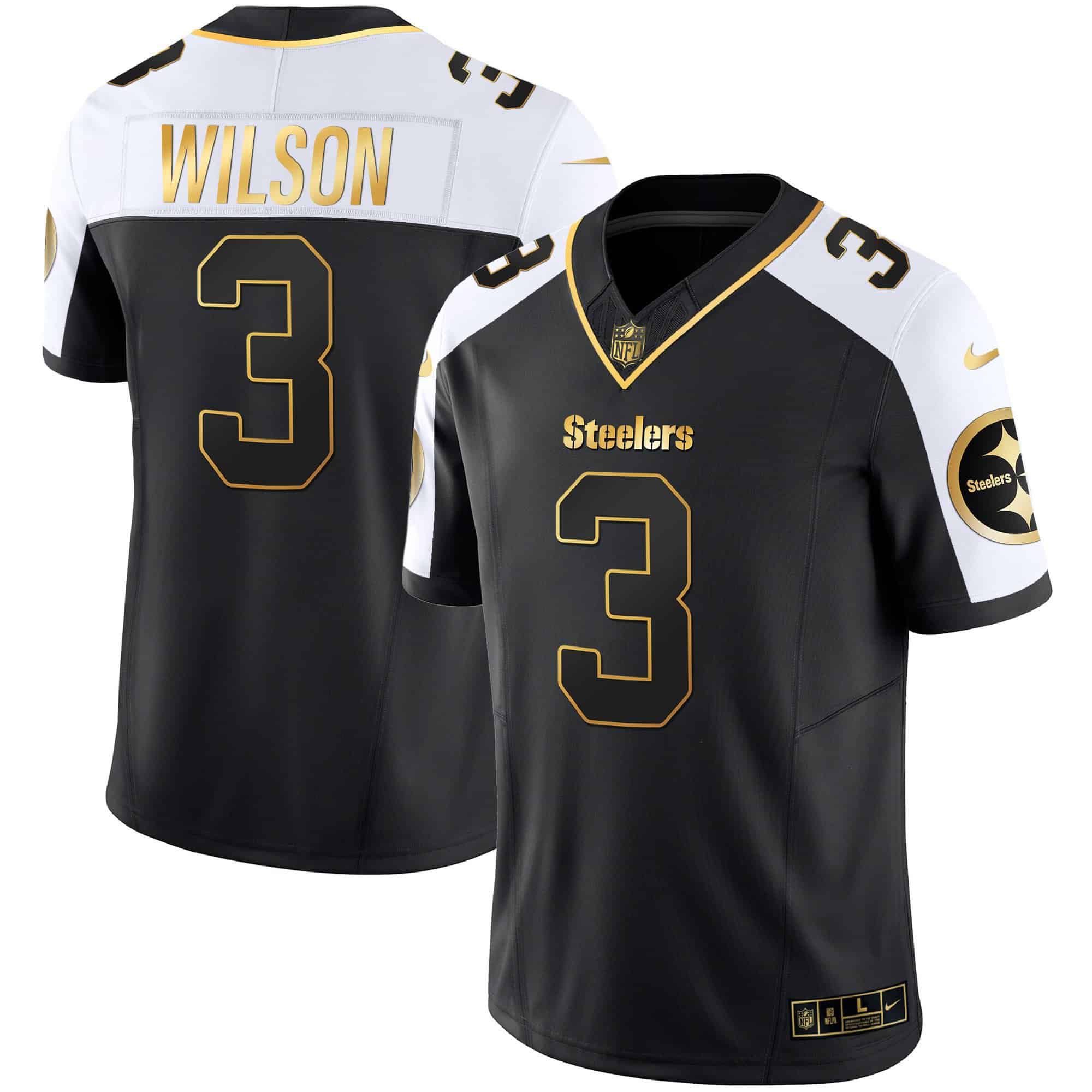 Men Pittsburgh Steelers #3 Wilson Black Gold 2024 Nike Vapor Limited NFL Jersey